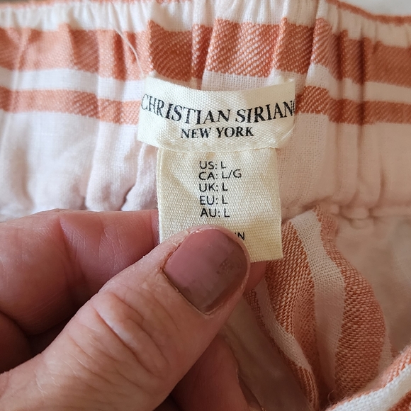 Christian Siriano New York Medium Linen Blend Striped Palazzo Wide Leg pant - Picture 2 of 6